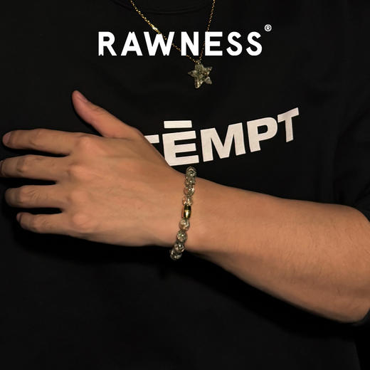 Rawness/契健 破碎美金手链  破碎美金手串男女同款树脂水晶手链镶嵌金箔串珠 商品图2