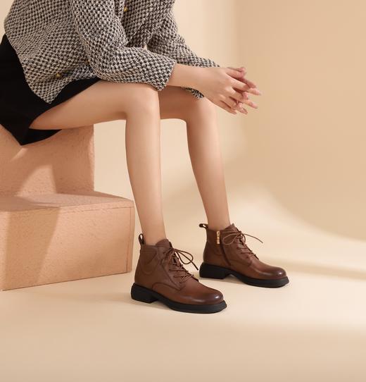 西村名物冬季新款超轻厚底增高防滑舒适系带马丁靴T22DS43881 商品图3