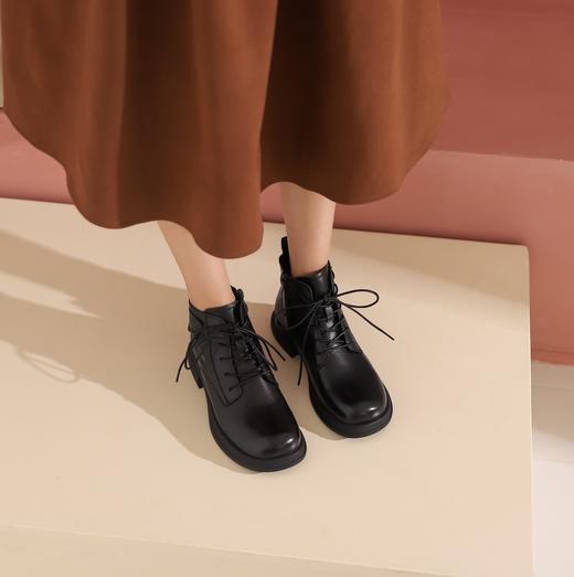 西村名物冬季新款超轻厚底增高防滑舒适系带马丁靴T22DS43881 商品图2