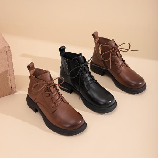 西村名物冬季新款超轻厚底增高防滑舒适系带马丁靴T22DS43881 商品图0