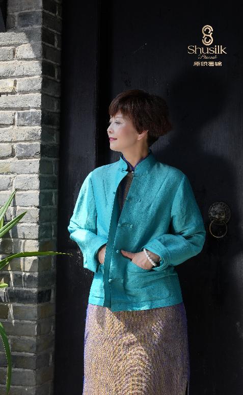 JW1383 真丝 褶光中式开衫 商品图1