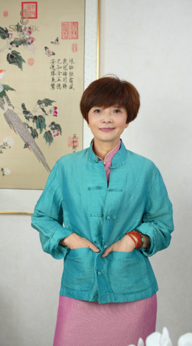 JW1383 真丝 褶光中式开衫