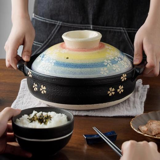 万古烧h砂锅炖锅家用燃气土锅樱花彩虹陶锅华柳 商品图0