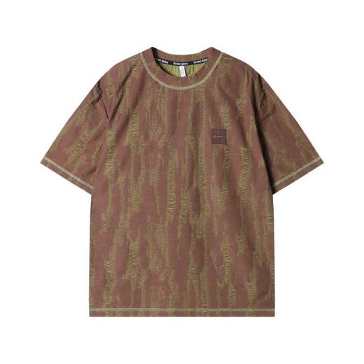 T2198早春新款时尚个性韩版撞色磨破圆领短袖T恤高级感设计轻奢上衣 商品图1