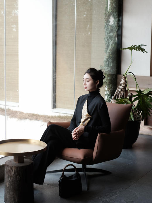 盛唐牡丹 |龟纹香云纱拼宋锦马甲 商品图2