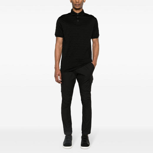 EMPORIO ARMANI 阿玛尼 男士小鹰徽标压花棉质短袖polo衫 黑色 3D1FM8 1JORZ 0999 商品图3