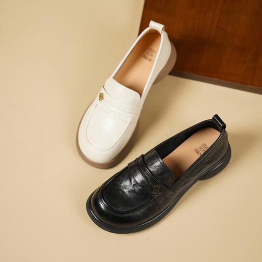 西村名物2025年春季新款厚底低跟舒适乐福鞋百搭通勤鞋T25AM15331 商品图0