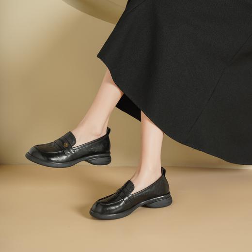 西村名物2025年春季新款厚底低跟舒适乐福鞋百搭通勤鞋T25AM15331 商品图2