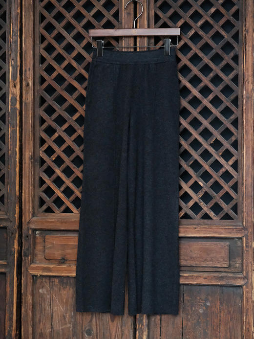 盛唐婧| 强缩羊毛针织裤-深麻灰 商品图0