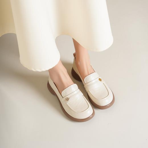 西村名物2025年春季新款厚底低跟舒适乐福鞋百搭通勤鞋T25AM15331 商品图4