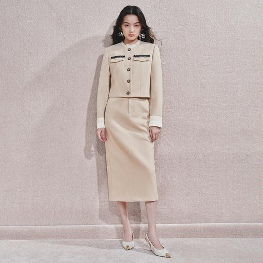 小香风钉扣短外套晚会穿搭2024秋冬女MF85JA752M40 商品图1