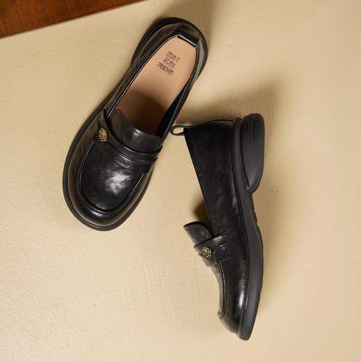 西村名物2025年春季新款厚底低跟舒适乐福鞋百搭通勤鞋T25AM15331 商品图6