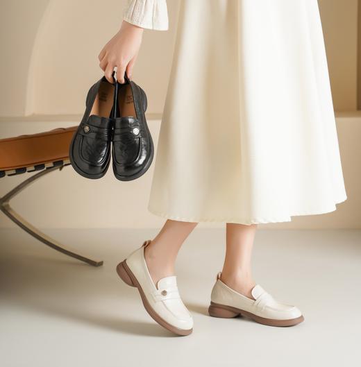 西村名物2025年春季新款厚底低跟舒适乐福鞋百搭通勤鞋T25AM15331 商品图1