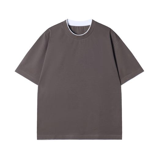 6583208早春新款时尚个性韩版简约撞色假两件短袖T恤百搭情侣套头上衣 商品图1