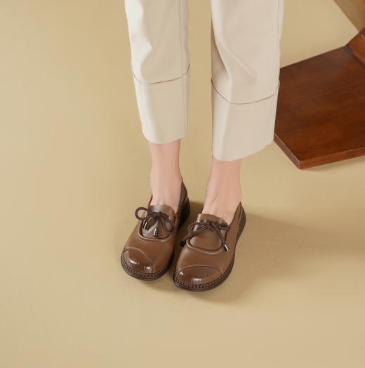 西村名物2025年春季新款厚底舒适轻便厚底系带乐福鞋T25AM15131 商品图6