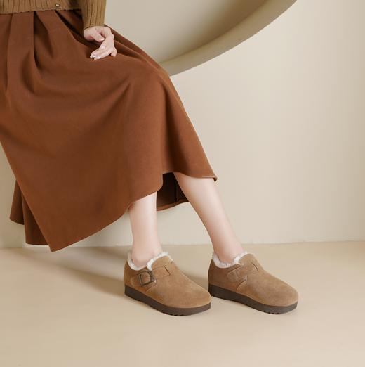 西村名物2024年冬季新款轻便厚底防滑毛里舒适保暖毛毛鞋短靴T24DM48381 商品图2