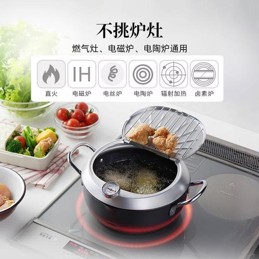 日本进口吉川(YOSHIKAWA) 天妇罗炸锅 铁制油炸锅20㎝/24cm燃气电磁炉通用 商品图0