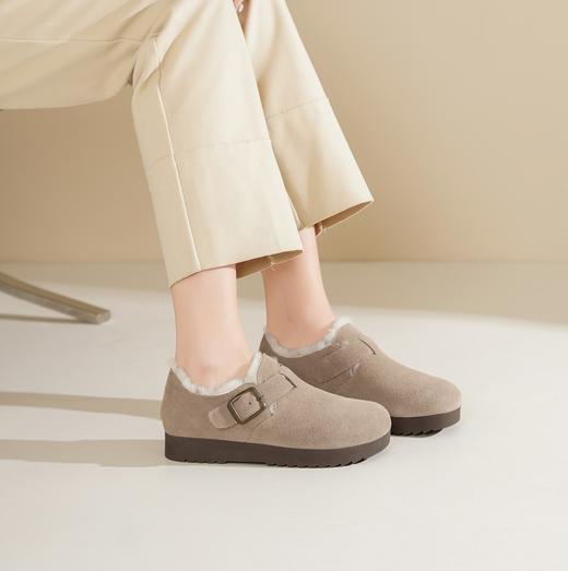 西村名物2024年冬季新款轻便厚底防滑毛里舒适保暖毛毛鞋短靴T24DM48381 商品图3