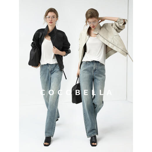 COCOBELLA复古丹宁小V腰牛仔裤女春水洗磨白遮胯休闲裤DN0053 商品图1