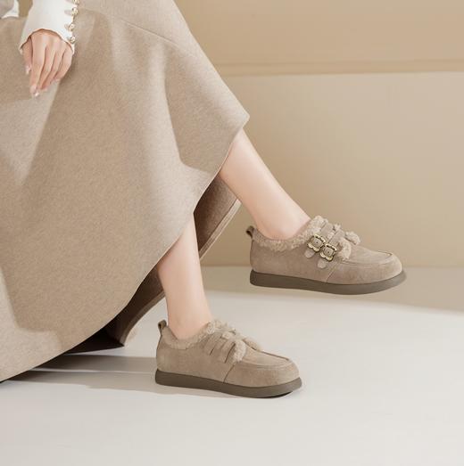 西村名物2024年冬季新款轻便厚底防滑毛里舒适保暖毛毛鞋短靴T24DM48391 商品图2