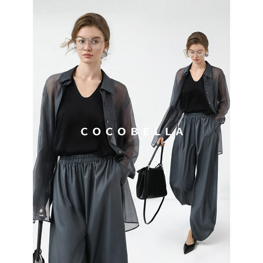 COCOBELLA[莱赛尔]透视银葱肌理衬衫女25春休闲遮阳衫SR7069 商品图2