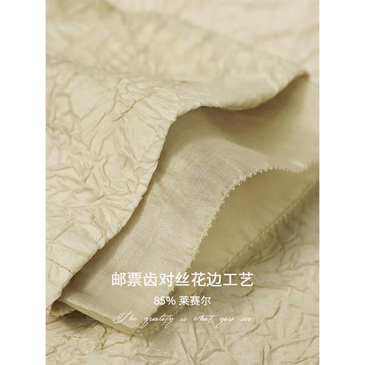 COCOBELLA[莱赛尔]对丝拼接压褶肌理长袖衬衫缎面上衣TS3015B 商品图3