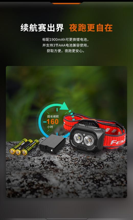 【战队押金】Fenix菲尼克斯HL18R-T V2.0超轻越野跑头灯兼容AAA干电池可充电 商品图8
