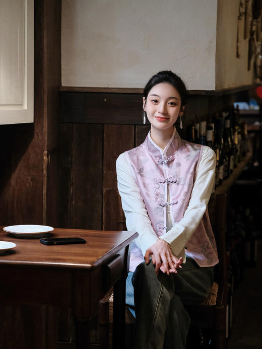 盛唐牡丹 |闲云野鹤宋锦对襟马甲 商品图10