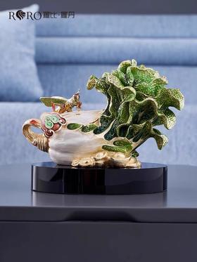 罗比罗丹招财进宝白菜摆件珐琅彩工艺玄关博古架家居饰品礼品招财进宝珐琅摆件