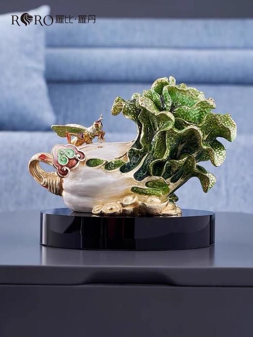 罗比罗丹招财进宝白菜摆件珐琅彩工艺玄关博古架家居饰品礼品招财进宝珐琅摆件 商品图0