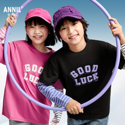 男女童圆领SORONA长袖T恤春季新款安奈儿童装EM511022 商品图1