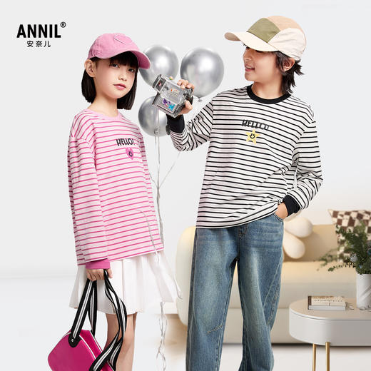 男女童圆领长袖T恤春季新款安奈儿童装EM511028 商品图1