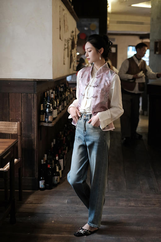 盛唐牡丹 |闲云野鹤宋锦对襟马甲 商品图13