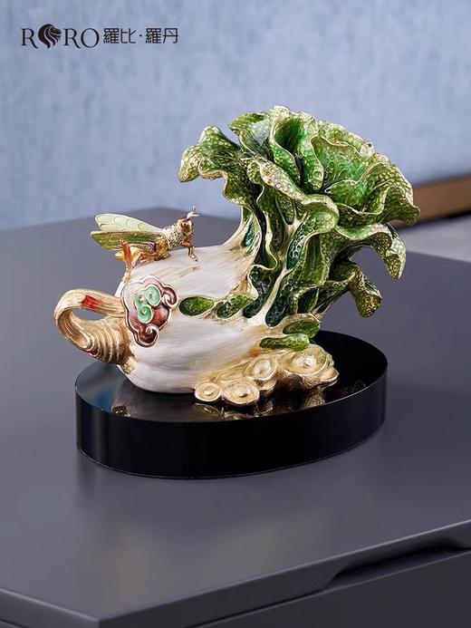 罗比罗丹招财进宝白菜摆件珐琅彩工艺玄关博古架家居饰品礼品招财进宝珐琅摆件 商品图1