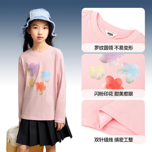 女童圆领速干长袖T恤春季新款安奈儿童装EG511006 商品图4