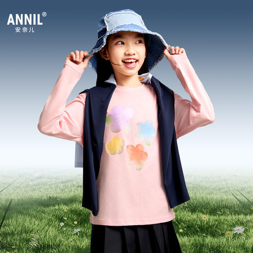 女童圆领速干长袖T恤春季新款安奈儿童装EG511006 商品图1