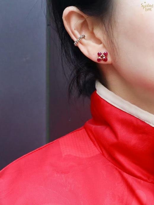 SpoiledBrat Jewelry红宝石四叶草耳钉 商品图1