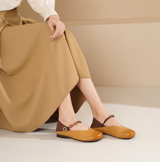 西村名物2025年春季新款舒适平底小圆头民族风浅口单鞋X25AE14301 商品图4