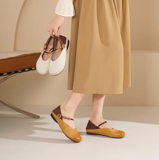 西村名物2025年春季新款舒适平底小圆头民族风浅口单鞋X25AE14301 商品图1