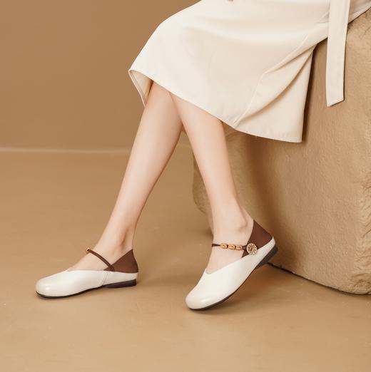 西村名物2025年春季新款舒适平底小圆头民族风浅口单鞋X25AE14301 商品图3