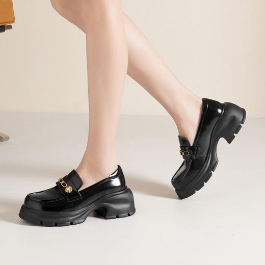 西村名物2025年春季新款轻便厚底防滑舒适百搭乐福鞋T25AM14871 商品图4