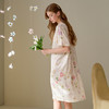 芬腾睡裙女春季简约短袖睡衣裙夏季冰丝薄款植物花卉加大码家居服 商品缩略图3