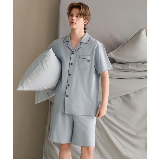 芬腾情侣薄款男女睡衣夏季纯棉短袖士休闲宽松大码家居服全棉套装 商品图3