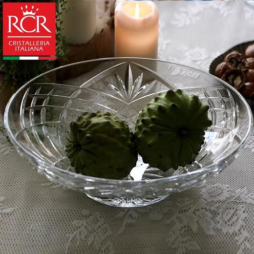RCR水晶玻璃果盘刻花玻璃沙拉碗水果碗零食盘坚果盘轻奢风水晶玻璃花瓶摆件旋律系列花瓶30CM+果盘30.5CM套装 商品图5