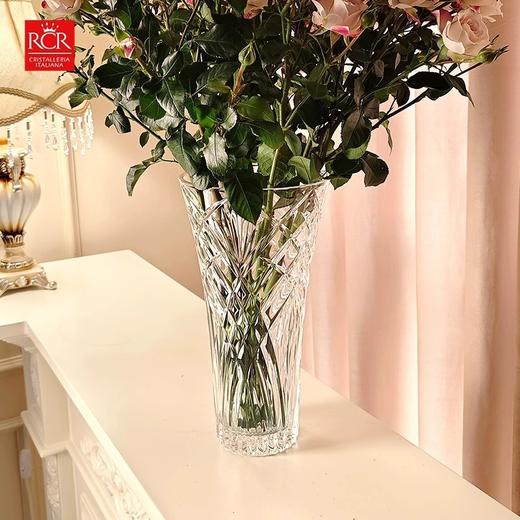 RCR水晶玻璃果盘刻花玻璃沙拉碗水果碗零食盘坚果盘轻奢风水晶玻璃花瓶摆件旋律系列花瓶30CM+果盘30.5CM套装 商品图3