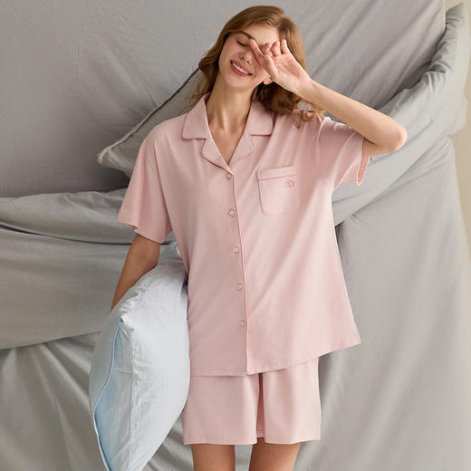 芬腾情侣薄款男女睡衣夏季纯棉短袖士休闲宽松大码家居服全棉套装 商品图2