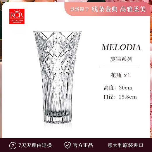 RCR水晶玻璃果盘刻花玻璃沙拉碗水果碗零食盘坚果盘轻奢风水晶玻璃花瓶摆件旋律系列花瓶30CM+果盘30.5CM套装 商品图7