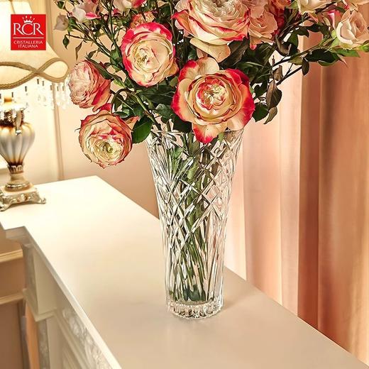 RCR水晶玻璃果盘刻花玻璃沙拉碗水果碗零食盘坚果盘轻奢风水晶玻璃花瓶摆件旋律系列花瓶30CM+果盘30.5CM套装 商品图2