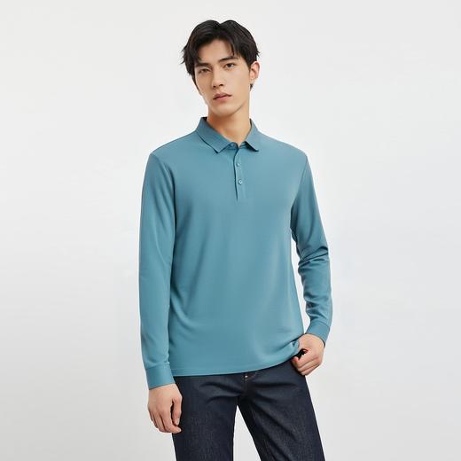 【福利款】罗蒙春秋男士仿丝光polo衫男长袖t恤男商务男polo衫长袖 商品图1