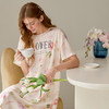 芬腾睡裙女春季简约短袖睡衣裙夏季冰丝薄款植物花卉加大码家居服 商品缩略图4